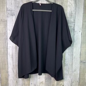 Spin Size 2X Dolman Sleeve Open Front Lightweight Oversized Black CoverUp
